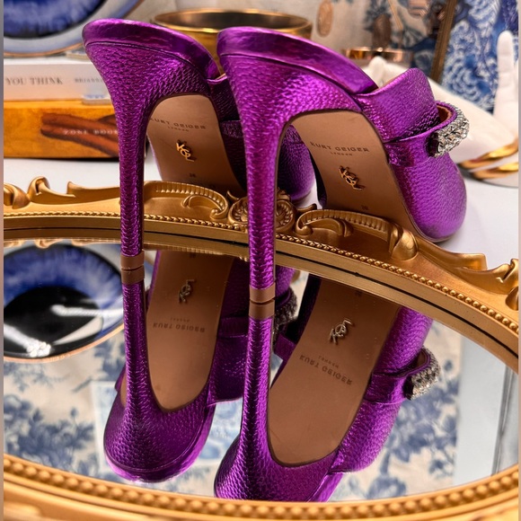 🆕 KURT GEIGER 🧿 NWOT Duke Pointed Toe Embellished Pump Mule - Size 6 - Picture 8 of 16